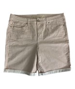 Seven 7 Womens Shorts Size 16 Bermuda Pink White Stripe Cuffed Pockets 9... - $21.41