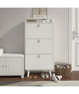 Modern White Arc Design Shoe Cabinet - 3 Drawers Entryway Storage - $287.68 CAD