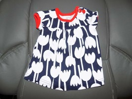 Hanna Andersson Navy BLUE/WHITE Tulip Print Dress Size 50 (0/3) Girl&#39;s Nwot - £15.70 GBP