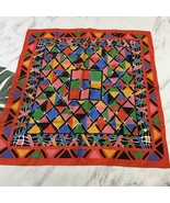 Vintage Bloomsbury for Tie Rack Silk Scarf Red Blue Geometric Print Colo... - $18.80