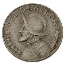 1933 Panama 1/2 Balboa Pièce Argent En XF État Km 12.1 - $1,092.55 MXN