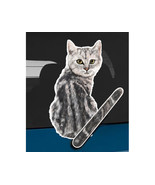 Gray tabby cat B rear window wiper wagging tail sticker - $17.64 CAD