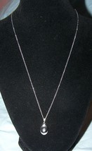 Dainty Sterling Silver Locket Necklace w/White Center Stone-Lot 30 - £10.82 GBP