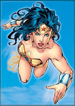 DC Comics Wonder Woman Leaping on Blue Comic Art Refrigerator Magnet NEW UNUSED - £3.20 GBP