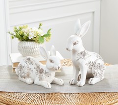 Set of 2 Bunny Figures with Floral Accents by Valerie - £50.38 GBP