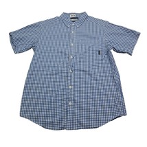 Columbia Button Up Shirt Mens M Blue Checked Fishing Outdoor Fish Hike Camp - £13.97 GBP