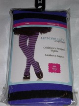 Halloween Costume Girls Purple Black Stripe Striped Tights Child&#39;s Mediu... - £10.21 GBP