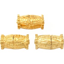 Bali Barrel Gold Plated Beads 21.5mm 19 Grams 3Pcs Approx. - £5.60 GBP