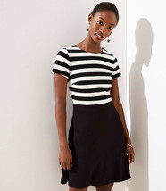 LOFT Striped Top Pocket Flare Dress Black New - £31.96 GBP