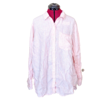 GAP Boyfriend Fit Shirt Pink Multi Stripe Women Linen Button Front Size XL - £26.91 GBP