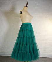 Emerald Green Sparkle Tulle Skirt Women Plus Size Tiered Long Tulle Skirt image 4