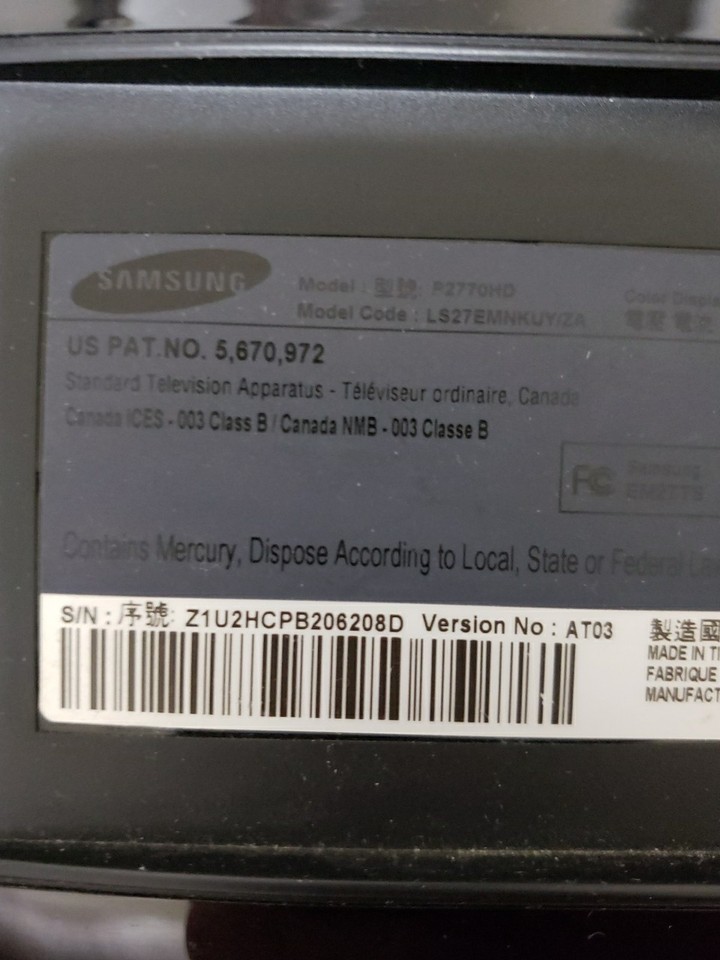 Samsung SyncMaster P2770HD 27" 1080p HD LCD Television Item image 7