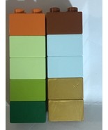 Lego Duplo 2x2 Lot Of 10 Thin Pieces Parts Orange Brown Green - $134.64 MXN