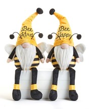 Gnome Bee Shelf Sitters Set of 2 with Antennae Sentiment 23&quot; High Dangling Legs - £31.14 GBP