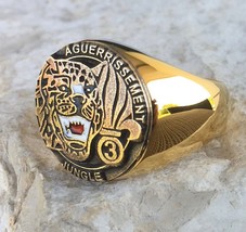 French Legion Jungle 3 Leopard Bague Signet Gold Silver Pin Patch Army [D114] - £38.71 GBP