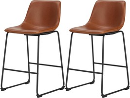 Sweetcrispy Counter Height Bar Stools Set Of 2, Modern Counter Stool Faux - $157.93