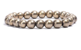 Supercharged Pyrite 8mm Beads,7.5&quot; stretchy Bracelet,Powerful Reiki - £27.22 GBP