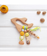 Personalized wooden rattle airplane toy for baby boy, keepsake postpartu... - $411.57 MXN