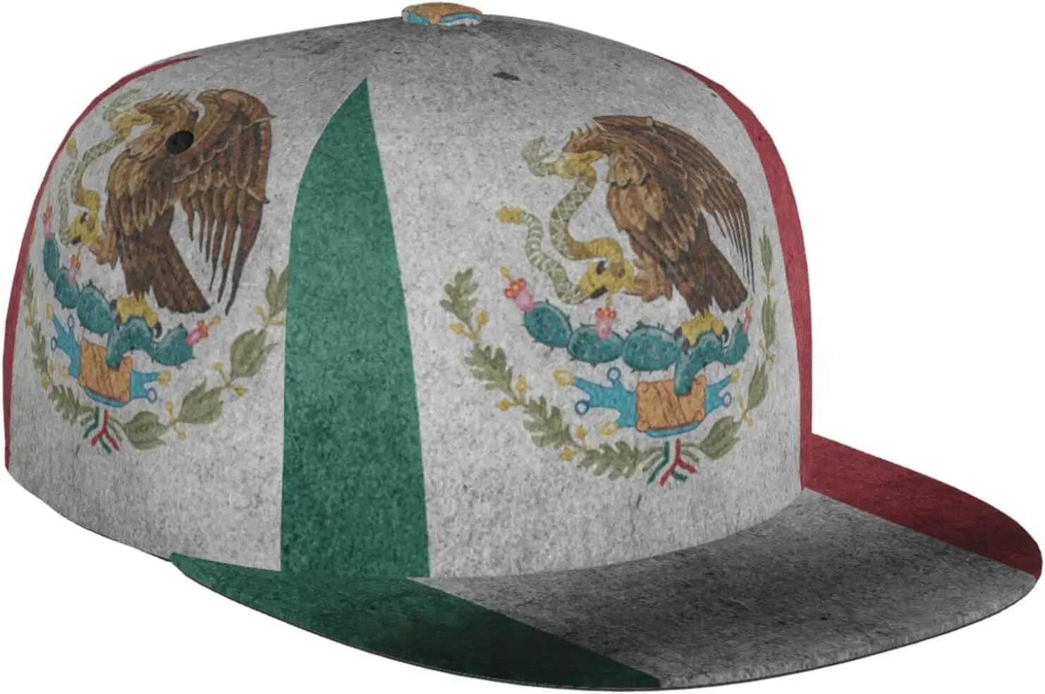 Mexico Flag Pattern Flat Bill Hat, Unisex Snapback Baseball Cap Hip Hop Style - £14.73 GBP