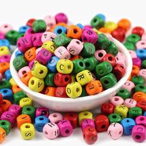 100pcs Mixed Alphabet Square Wooden Beads 8/10mm - £2.76 GBP+