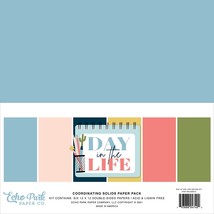 Echo Park Double-Sided Solid Cardstock 12&quot;X12&quot; 6/Pkg-Day In The Life, 6 ... - $13.85