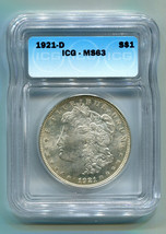 1921-D Morgan Silver Dollar Icg MS63 Nice Original Coin Bobs Coins Fast Ship - £173.12 GBP