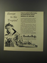 1953 Canadian Pacific Cruises Advertisement - Escape to the tropics - £14.78 GBP