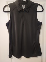 Womens Slazenger Golf Top Medium Black Sleeveless 1/4 Zip Logo on Back B... - £16.49 GBP