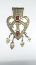 Antique Low Silver and Brass Turkoman Turkeman Heart, Cornelians,  9.5 x... - £142.98 GBP
