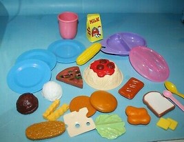 Pretend Play Fake Food 25 Pieces Toy Kitchen Dishes Spoons Pizza Pasta Groceries - £10.12 GBP