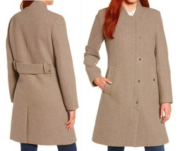 $320 Andrew Marc Wool Blend Coat 4 Small Stand Collar Front Snap Simple Chic NWT - £93.50 GBP