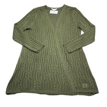 No Boundaries Sweater Womens XL Green Junior Long Sleeve Open Front Sheer Knit - £18.14 GBP
