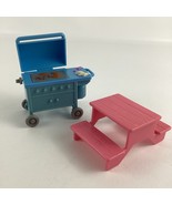 Fisher Price Loving Family Dollhouse Pink Picnic Table Blue BBQ Grill Vi... - $40.27 CAD