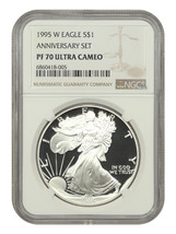 1995-W $1 Silver Eagle NGC PR70DCAM (10th Anniversary Set) - £12,720.99 GBP