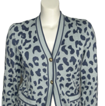 Vintage 80&#39;s Women’s Sweater Cardigan Arthur Kohler Blue Animal Print Size 10 - £16.43 GBP