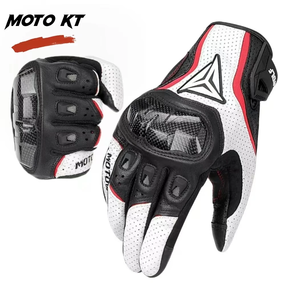 Motorcycle Racing Gloves Summer Breathable Motorbike Guantes Men Leather Gloves - £32.32 GBP