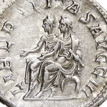 PHILIP I &amp; II seated on Curule Chairs. Scarce Silver Double Denarius Roman Coin - $236.55