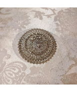 Beautiful Silver Tone Filigree Brooch Pin 2.5 Inches Round - $12.22 CAD