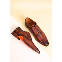 The Draco Handmade Tan Semi Brogue Oxford Men Shoe image 13