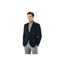 Men's Velvet Sports Coat Grammy Amy Award By BASSIRI , LEONARDI J1042 Navy Blue image 3