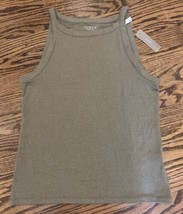 NEW JCrew Women’s Sleeveless Crewneck Stretch Linen Tee Olive Size Large NWT - $34.16