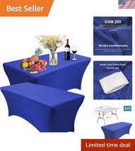 2 Pack 8FT Royal Blue Four-Way Stretch Spandex Table Covers for Events - $700.57 MXN
