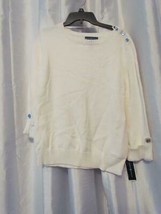 NWT Karen Scott Button Shoulder Long Sleeve Eggshell Sweater  L XL Org $... - $10.19