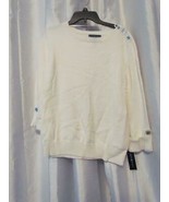 NWT Karen Scott Button Shoulder Long Sleeve Eggshell Sweater  L XL Org $... - €5,13 EUR