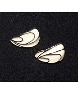 TRIFARI Ivory Gold Tone Enamel Half Hoop Pierced Earrings - $14.31