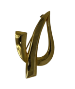 M Jent Signed Gold Tone Abstract Leaf Large  Brooch - £10.10 GBP