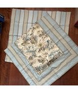 Rose Tree Madeline Euro Sham Blue Cream Floral Stripe Reversible Set of 2 - $44.54