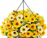Artificial Hanging Flowers with Basket, Fake Silk Hanging Flowers in Coc... - $47.01