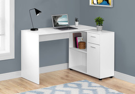 34" White L Shape Computer Desk With Two Drawers - $7,689.42 MXN