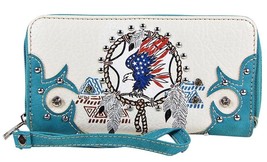 Womens Turquoise American Eagle Design Zipper Wallet - £11.44 GBP